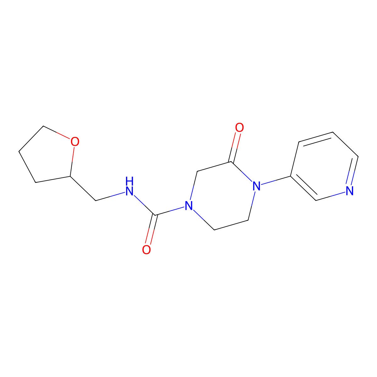 3-oxo-N-[(oxolan-2-yl)methyl]-4-(pyridin-3-yl)piperazine-1-carboxamide molecular structure, CAS 2320376-01-8