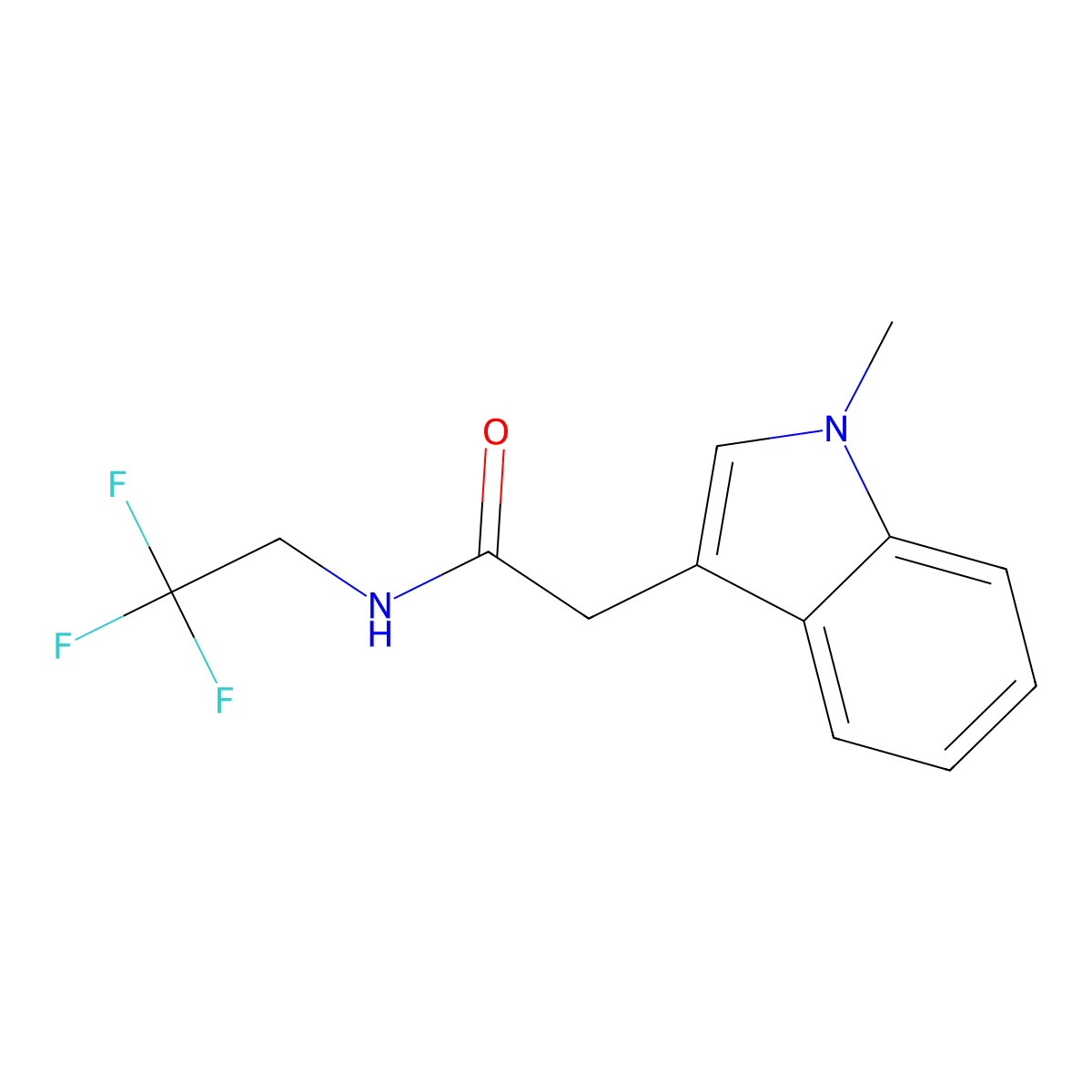 2-(1-methyl-1H-indol-3-yl)-N-(2,2,2-trifluoroethyl)acetamide molecular structure, CAS 2320376-02-9