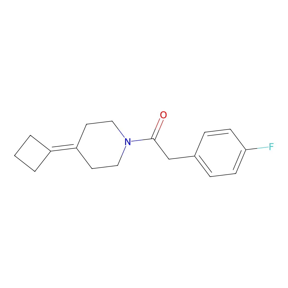 1-(4-Cyclobutylidenepiperidin-1-yl)-2-(4-fluorophenyl)ethan-1-one molecular structure, CAS 2320376-07-4