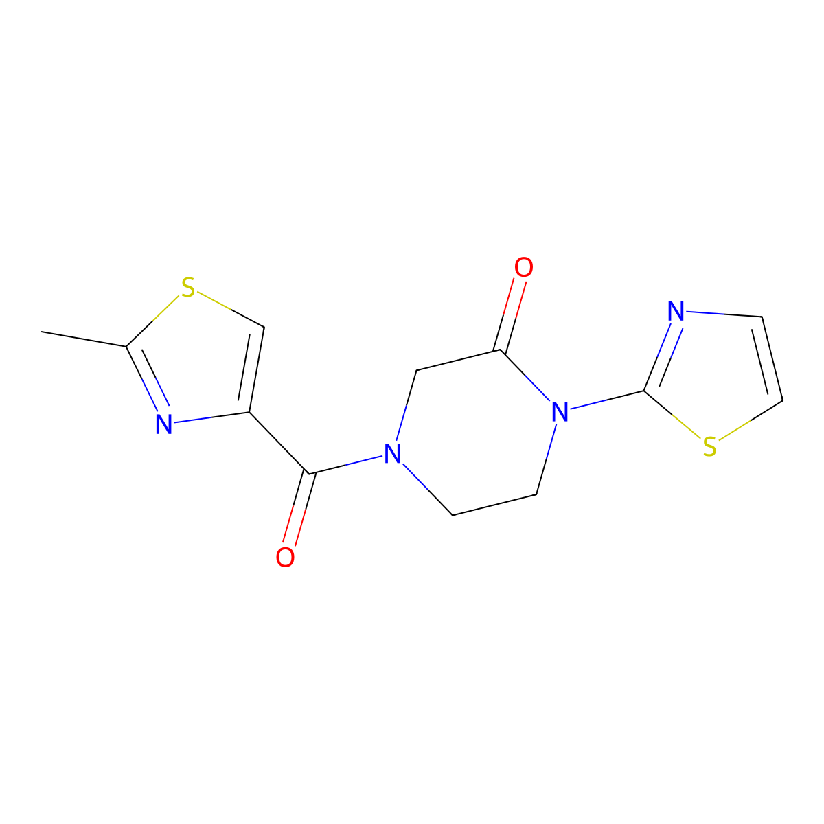 4-(2-Methyl-1,3-thiazole-4-carbonyl)-1-(1,3-thiazol-2-yl)piperazin-2-one molecular structure, CAS 2320376-12-1