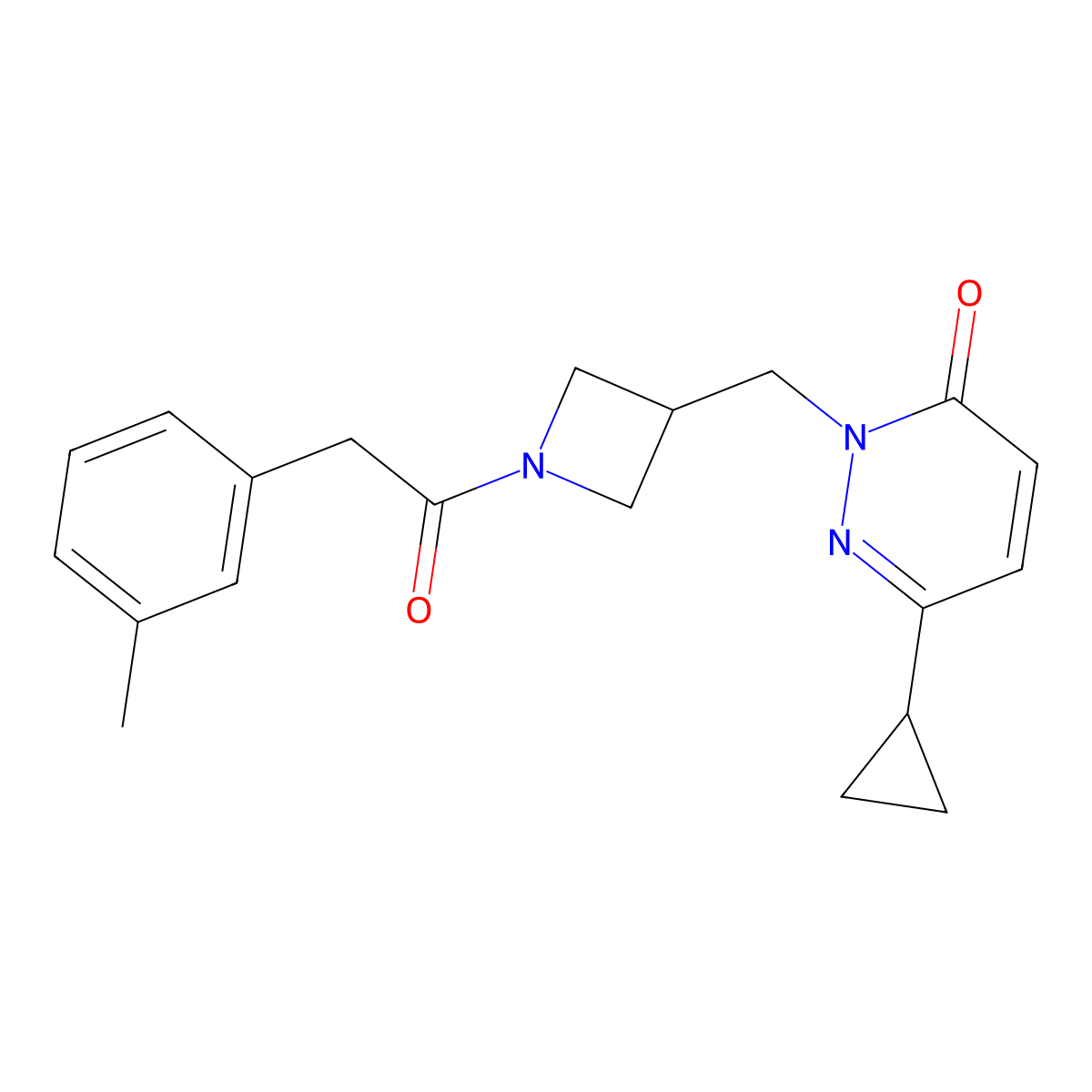 6-Cyclopropyl-2-({1-[2-(3-methylphenyl)acetyl]azetidin-3-yl}methyl)-2,3-dihydropyridazin-3-one molecular structure, CAS 2320376-22-3