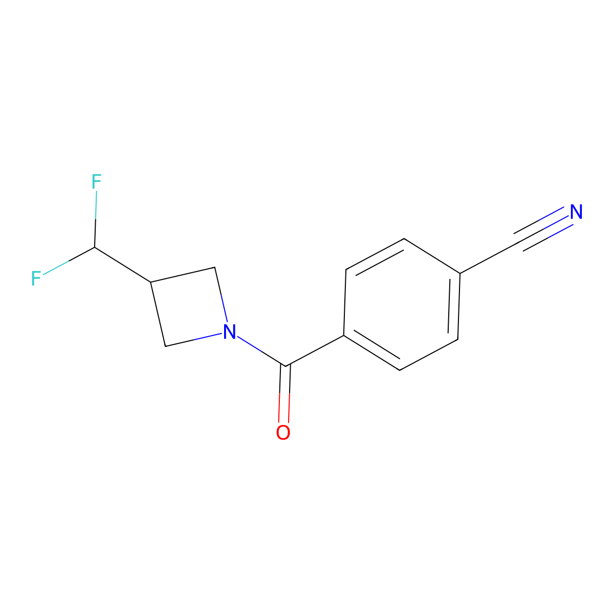4-[3-(Difluoromethyl)azetidine-1-carbonyl]benzonitrile molecular structure, CAS 2320376-27-8