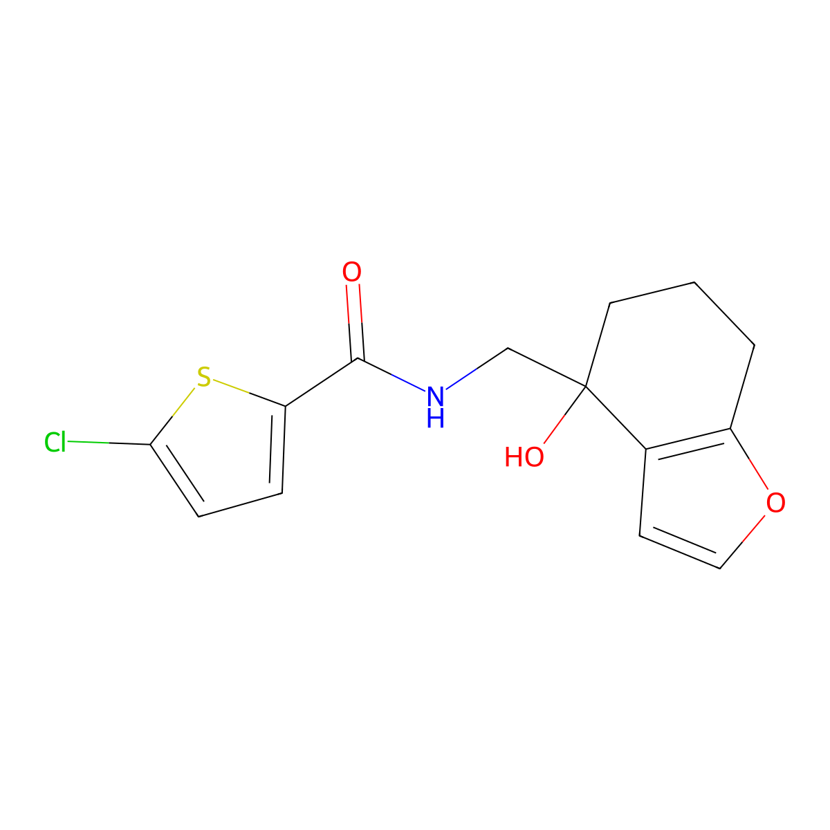 5-chloro-N-((4-hydroxy-4,5,6,7-tetrahydrobenzofuran-4-yl)methyl)thiophene-2-carboxamide molecular structure, CAS 2320376-30-3