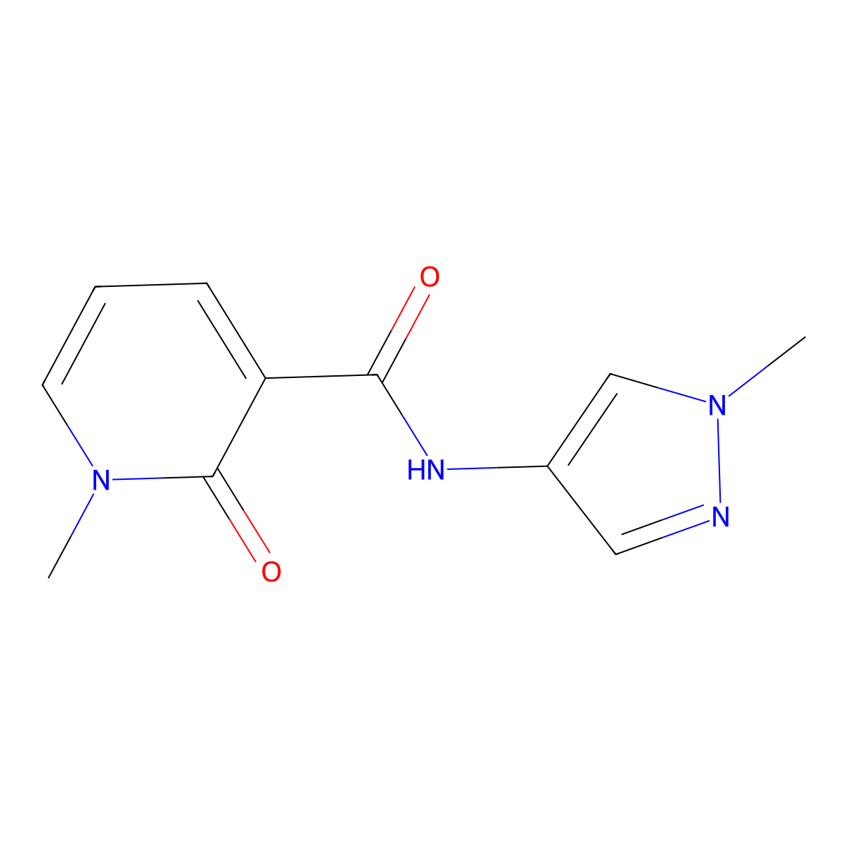 1-methyl-N-(1-methyl-1H-pyrazol-4-yl)-2-oxo-1,2-dihydropyridine-3-carboxamide molecular structure, CAS 2320376-69-8