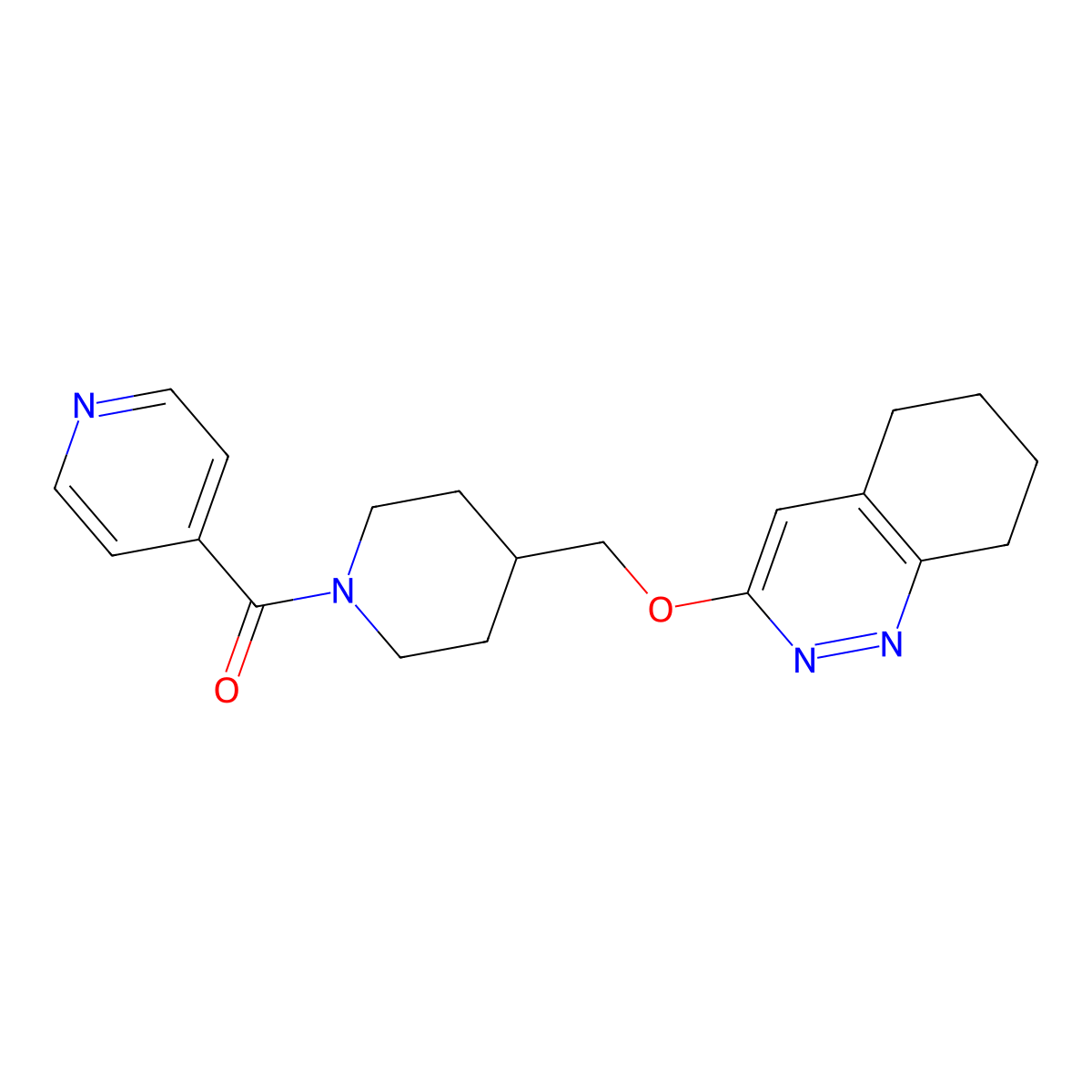 Pyridin-4-yl(4-(((5,6,7,8-tetrahydrocinnolin-3-yl)oxy)methyl)piperidin-1-yl)methanone molecular structure, CAS 2320376-73-4