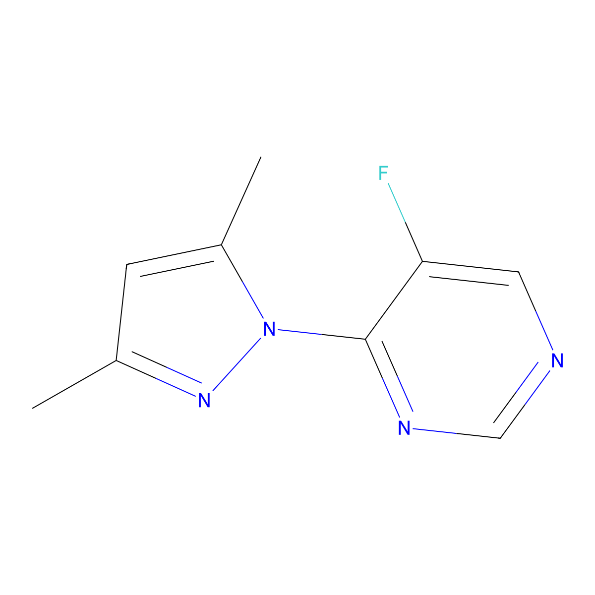 4-(3,5-dimethyl-1H-pyrazol-1-yl)-5-fluoropyrimidine molecular structure, CAS 2320376-92-7