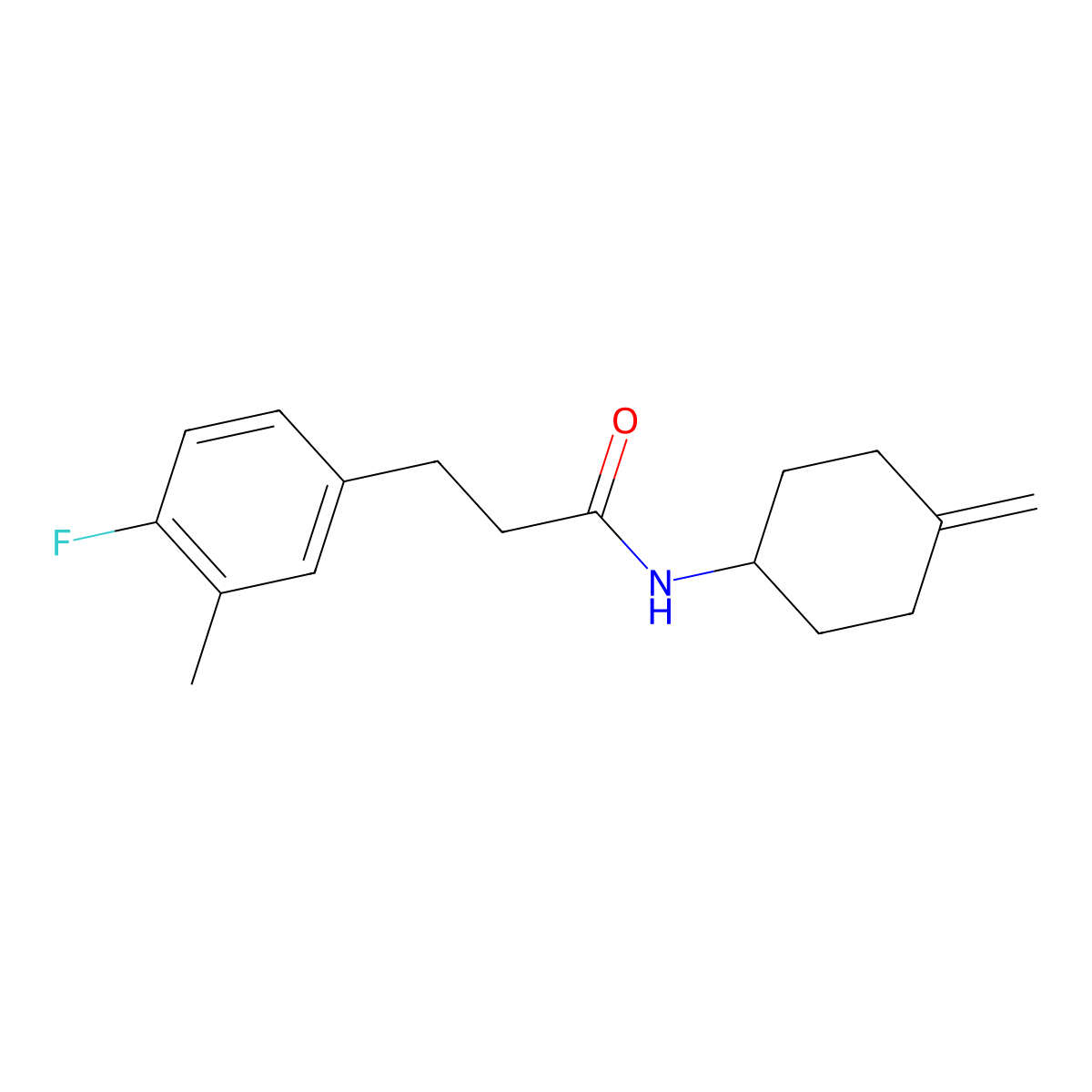 3-(4-fluoro-3-methylphenyl)-N-(4-methylidenecyclohexyl)propanamide molecular structure, CAS 2320376-95-0