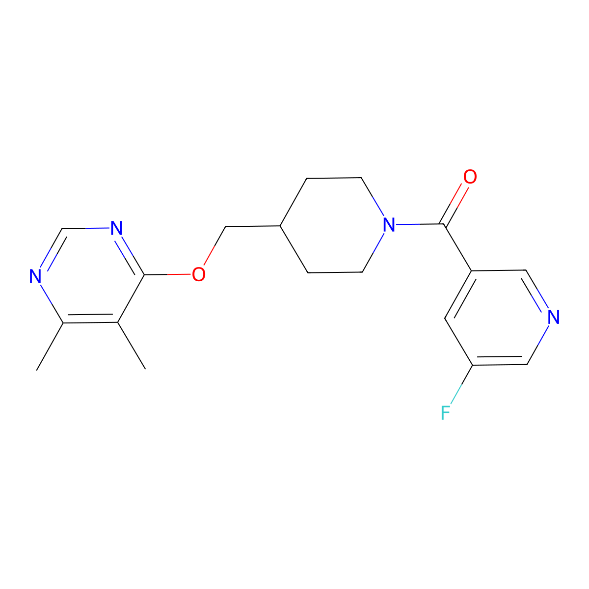4-{[1-(5-Fluoropyridine-3-carbonyl)piperidin-4-yl]methoxy}-5,6-dimethylpyrimidine molecular structure, CAS 2320376-97-2
