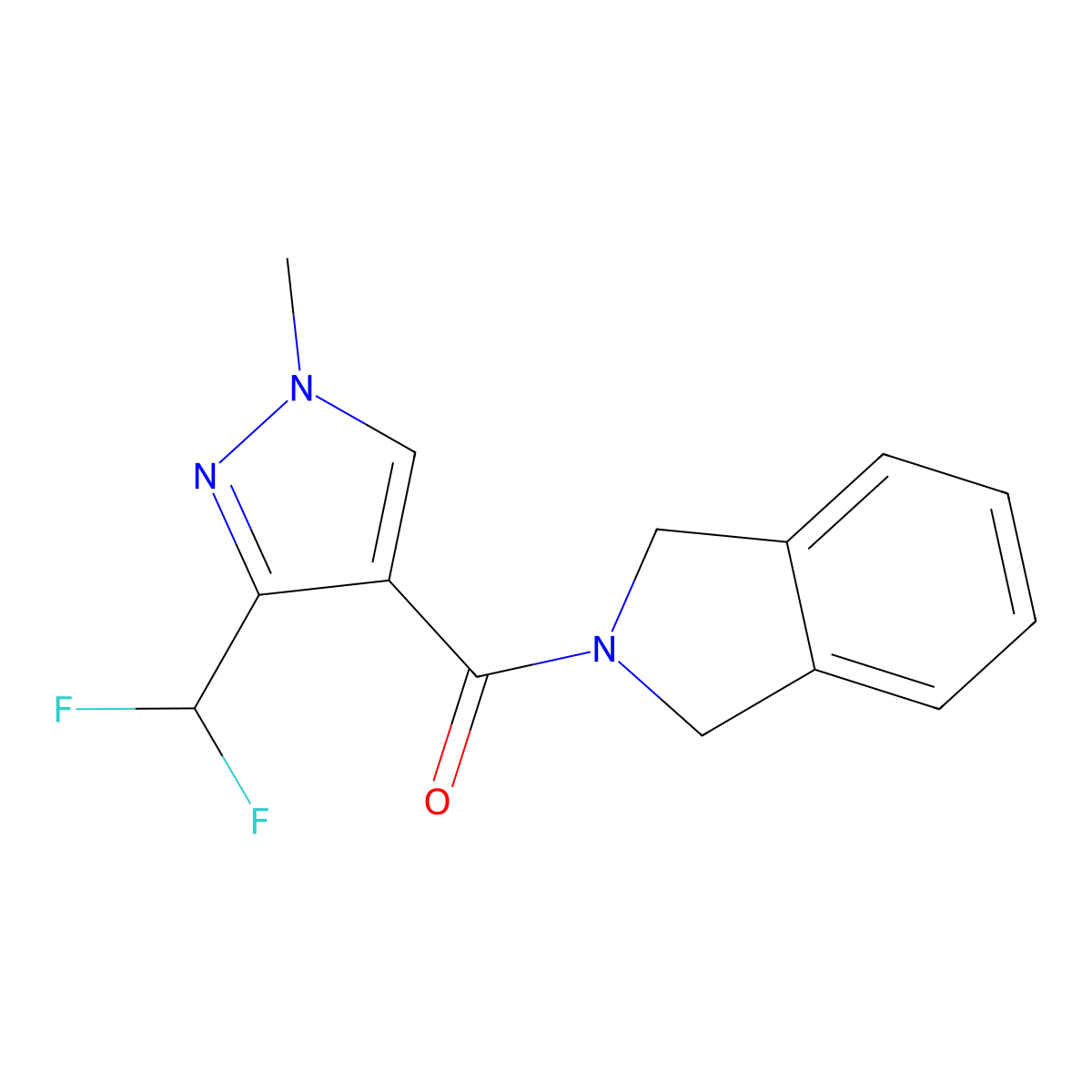2-[3-(difluoromethyl)-1-methyl-1H-pyrazole-4-carbonyl]-2,3-dihydro-1H-isoindole molecular structure, CAS 2320377-19-1