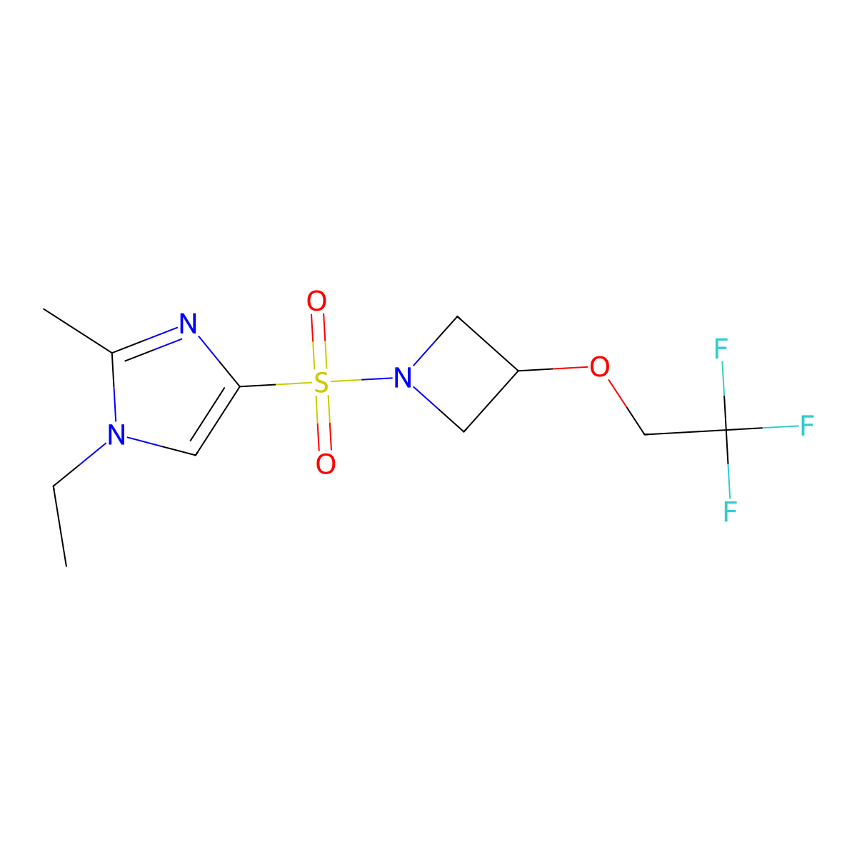 1-ethyl-2-methyl-4-{[3-(2,2,2-trifluoroethoxy)azetidin-1-yl]sulfonyl}-1H-imidazole molecular structure, CAS 2320377-45-3
