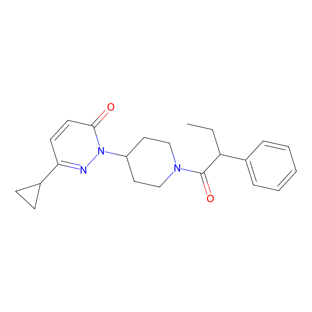 6-Cyclopropyl-2-[1-(2-phenylbutanoyl)piperidin-4-yl]-2,3-dihydropyridazin-3-one molecular structure, CAS 2320377-59-9
