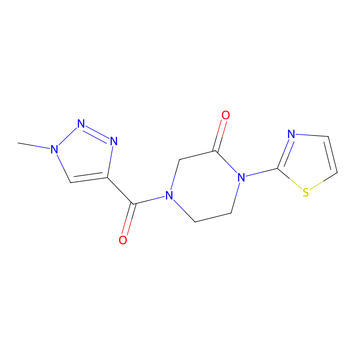 4-(1-methyl-1H-1,2,3-triazole-4-carbonyl)-1-(1,3-thiazol-2-yl)piperazin-2-one molecular structure, CAS 2320377-81-7