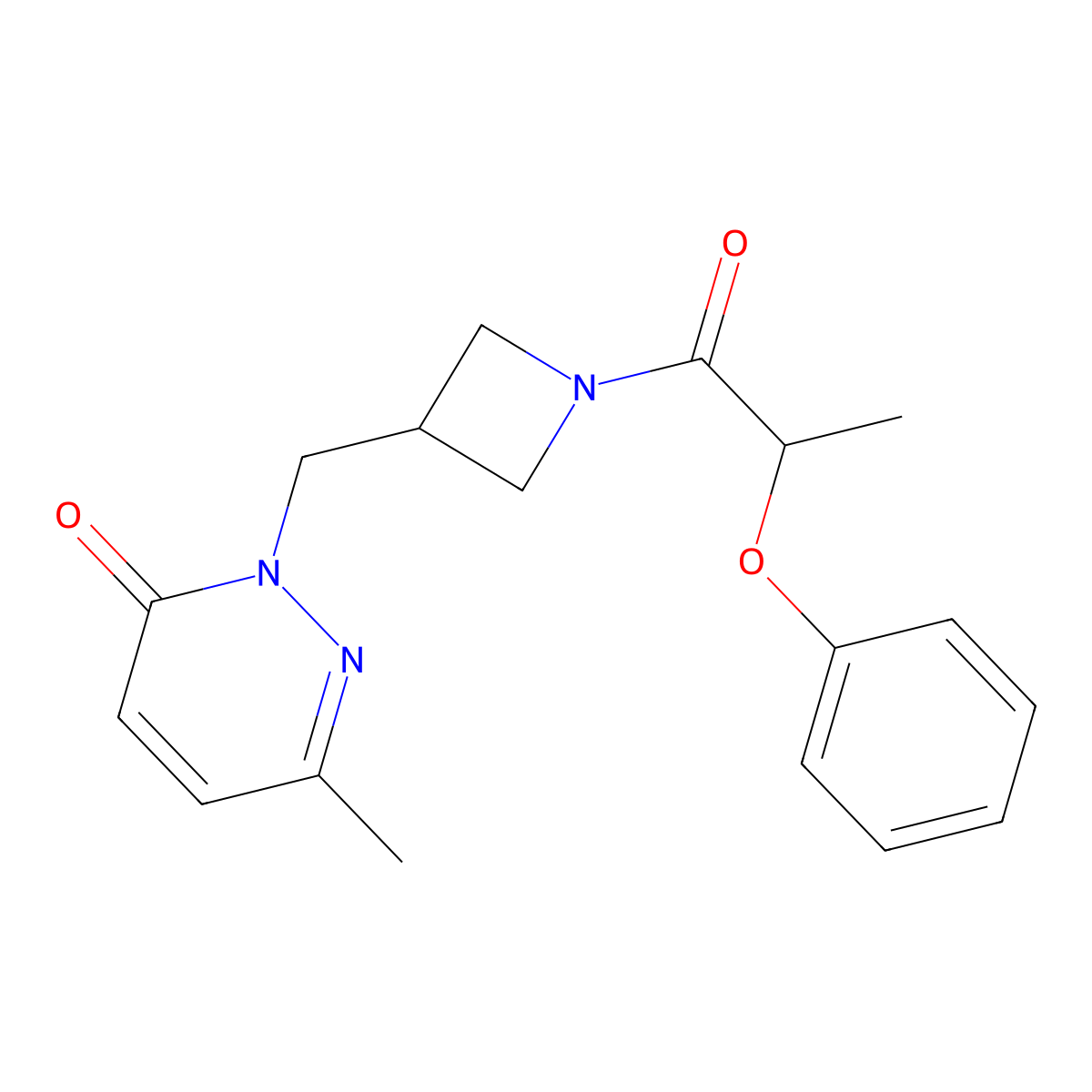 6-Methyl-2-{[1-(2-phenoxypropanoyl)azetidin-3-yl]methyl}-2,3-dihydropyridazin-3-one molecular structure, CAS 2320377-86-2