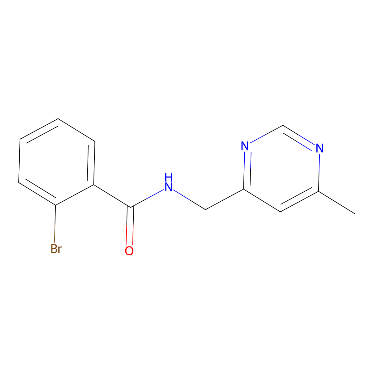 2-bromo-N-[(6-methylpyrimidin-4-yl)methyl]benzamide molecular structure, CAS 2320378-00-3