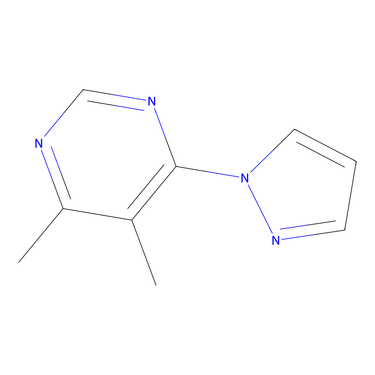 4,5-dimethyl-6-(1H-pyrazol-1-yl)pyrimidine molecular structure, CAS 2320378-07-0