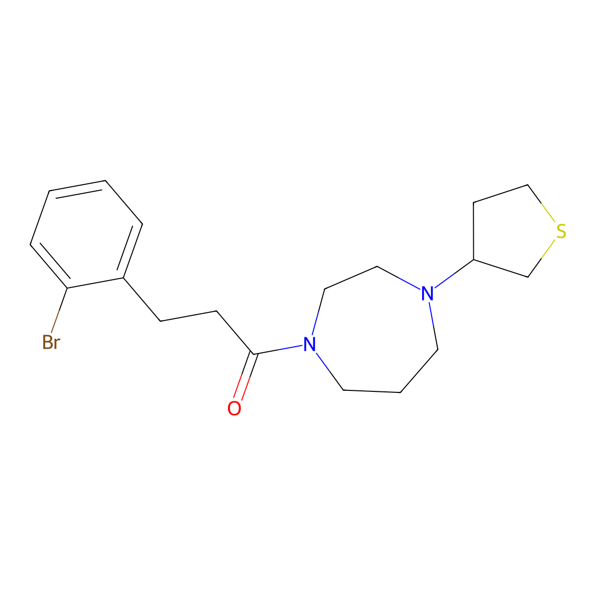 3-(2-Bromophenyl)-1-[4-(thiolan-3-yl)-1,4-diazepan-1-yl]propan-1-one molecular structure, CAS 2320378-15-0