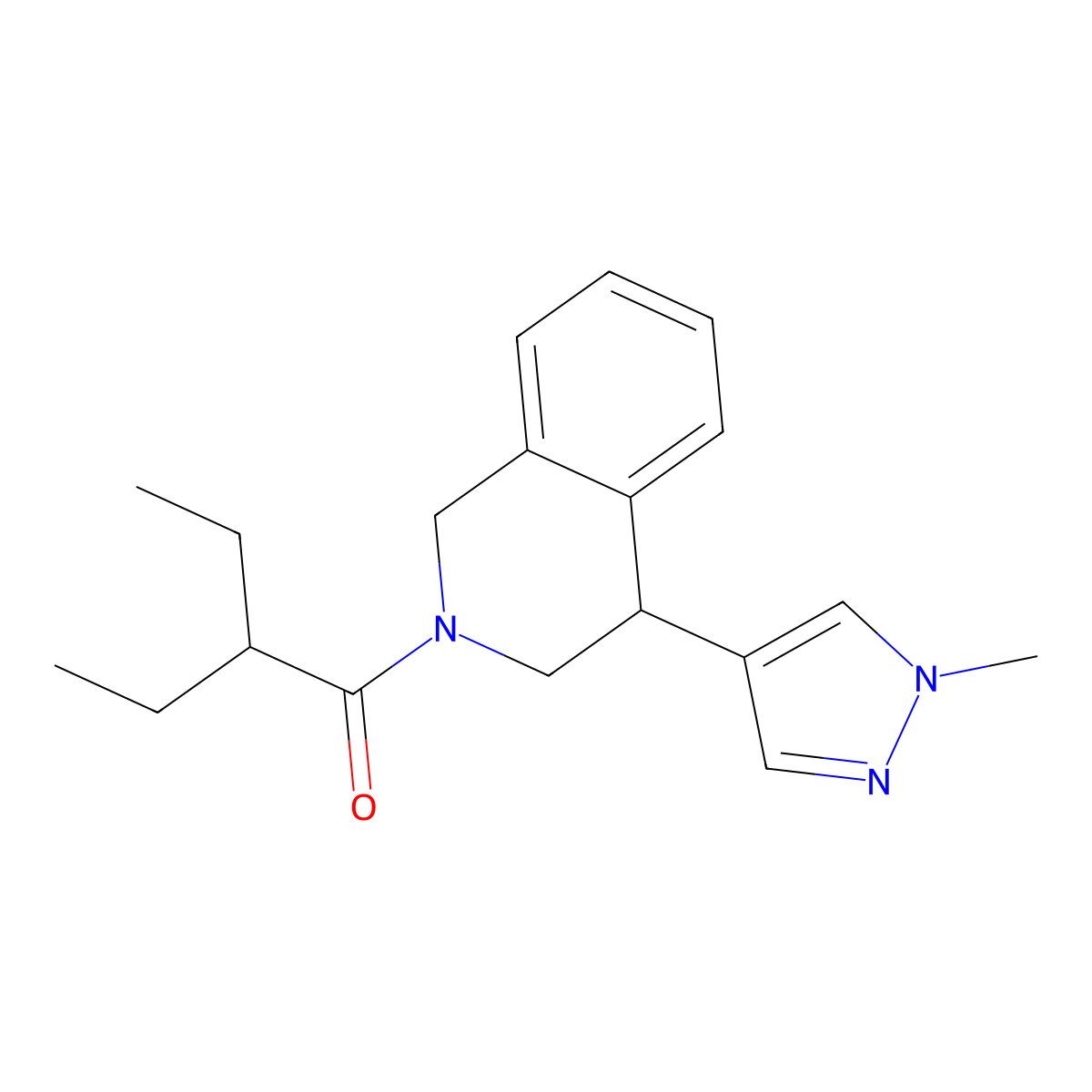 2-ethyl-1-(4-(1-methyl-1H-pyrazol-4-yl)-3,4-dihydroisoquinolin-2(1H)-yl)butan-1-one molecular structure, CAS 2320378-21-8
