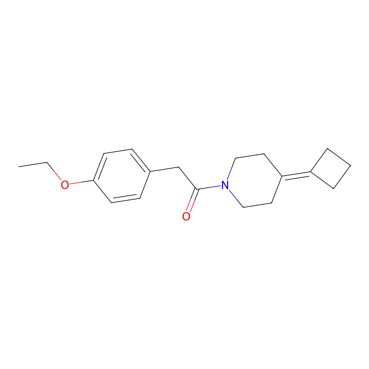 1-(4-Cyclobutylidenepiperidin-1-yl)-2-(4-ethoxyphenyl)ethan-1-one molecular structure, CAS 2320378-28-5