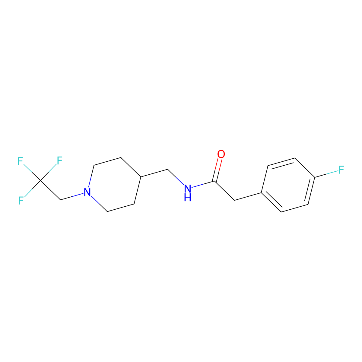 2-(4-fluorophenyl)-N-{[1-(2,2,2-trifluoroethyl)piperidin-4-yl]methyl}acetamide molecular structure, CAS 2320378-30-9