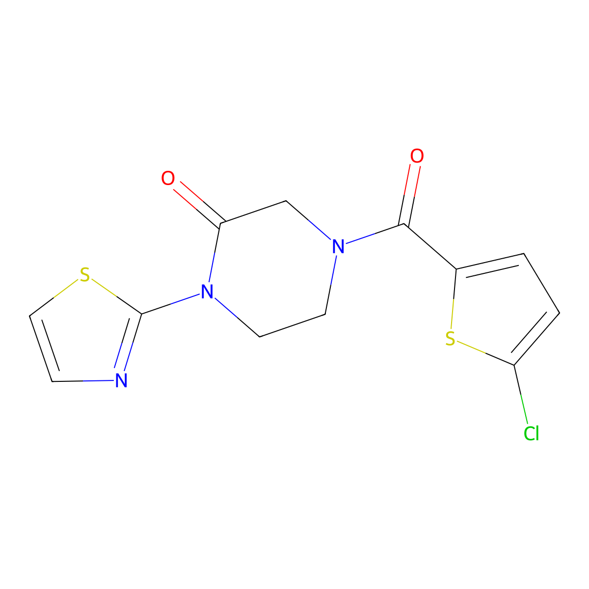 4-(5-Chlorothiophene-2-carbonyl)-1-(1,3-thiazol-2-yl)piperazin-2-one molecular structure, CAS 2320378-43-4