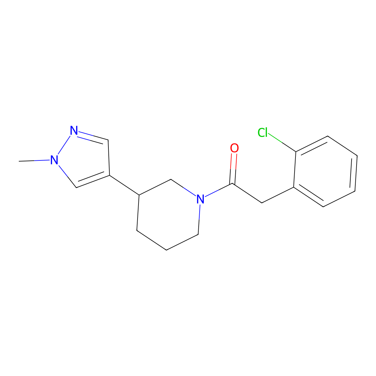 2-(2-chlorophenyl)-1-[3-(1-methyl-1H-pyrazol-4-yl)piperidin-1-yl]ethan-1-one molecular structure, CAS 2320378-95-6