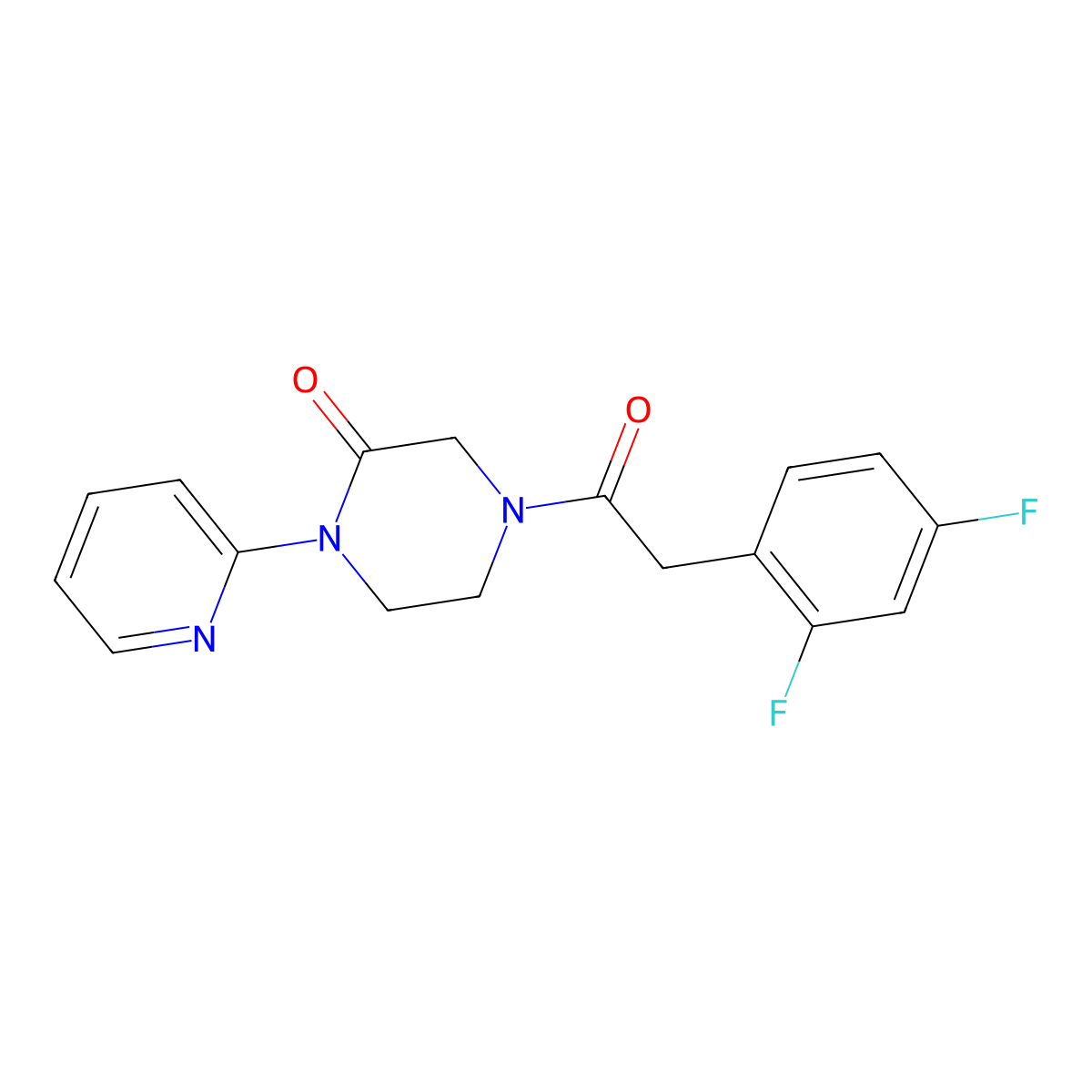 4-[2-(2,4-Difluorophenyl)acetyl]-1-(pyridin-2-yl)piperazin-2-one molecular structure, CAS 2320379-03-9