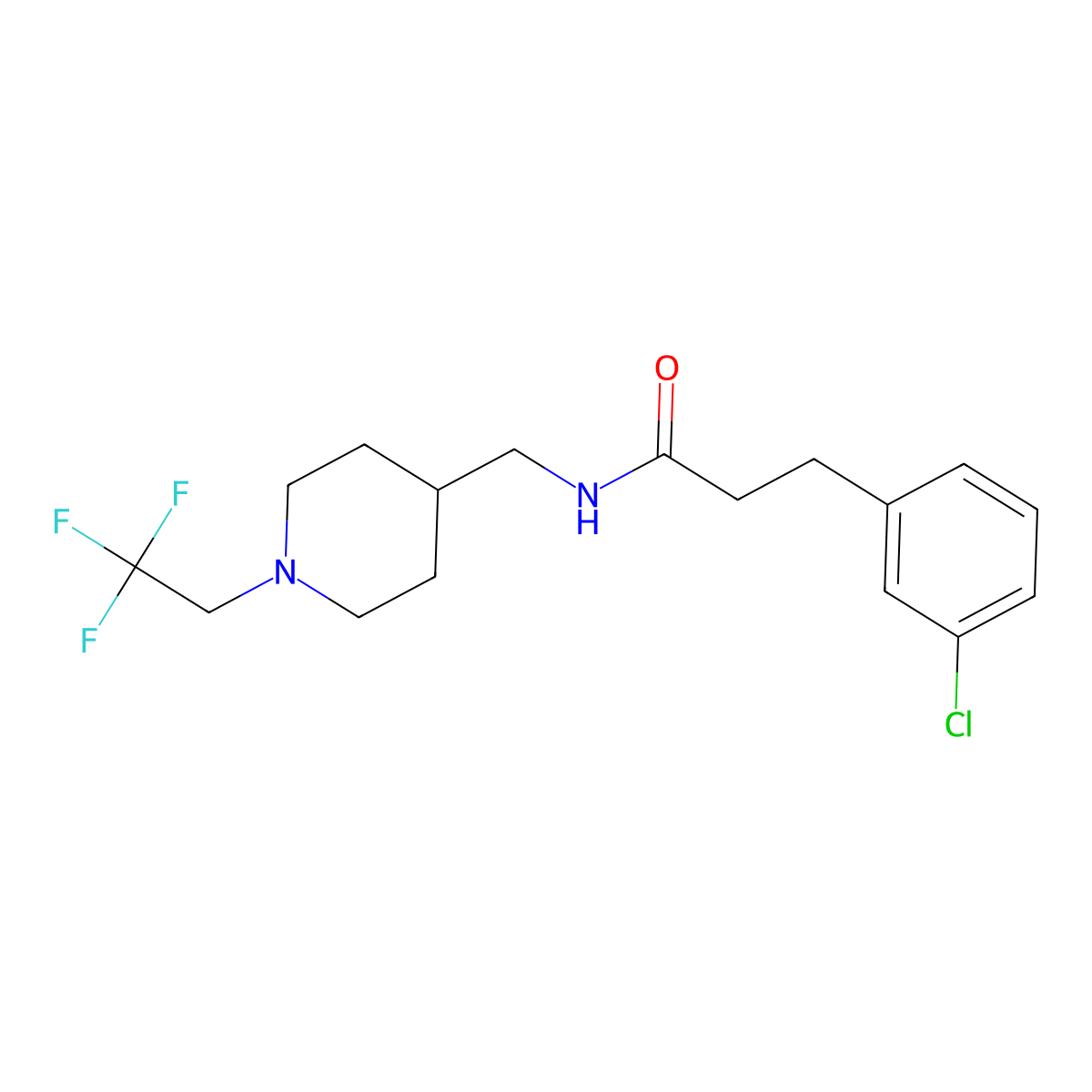 3-(3-chlorophenyl)-N-{[1-(2,2,2-trifluoroethyl)piperidin-4-yl]methyl}propanamide molecular structure, CAS 2320379-31-3