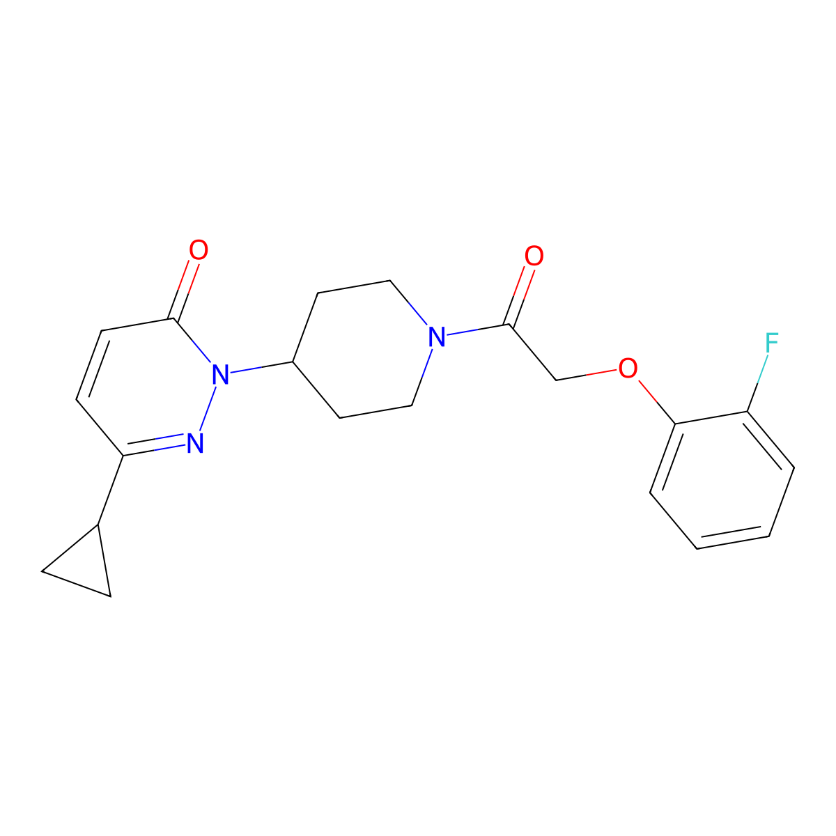 6-Cyclopropyl-2-{1-[2-(2-fluorophenoxy)acetyl]piperidin-4-yl}-2,3-dihydropyridazin-3-one molecular structure, CAS 2320379-36-8