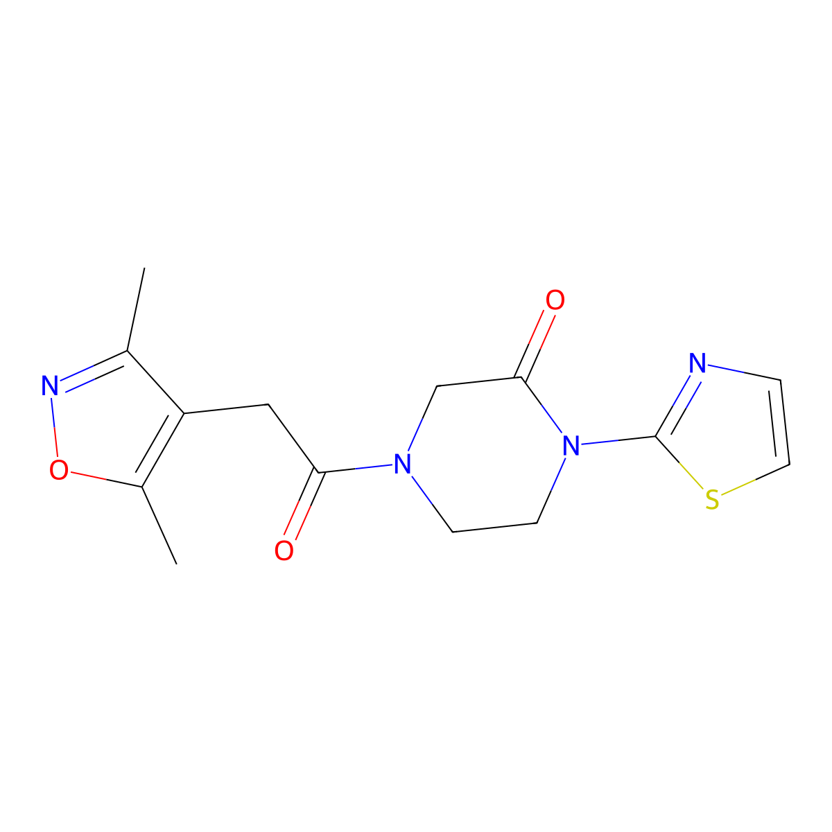 4-[2-(3,5-Dimethyl-1,2-oxazol-4-yl)acetyl]-1-(1,3-thiazol-2-yl)piperazin-2-one molecular structure, CAS 2320379-39-1