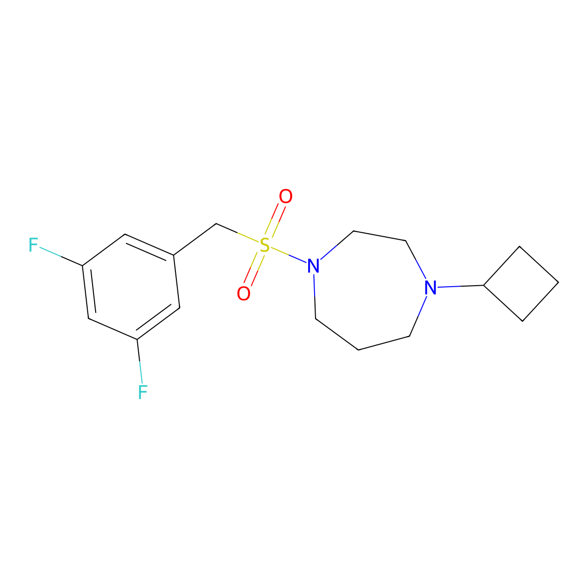 1-Cyclobutyl-4-((3,5-difluorobenzyl)sulfonyl)-1,4-diazepane molecular structure, CAS 2320379-42-6