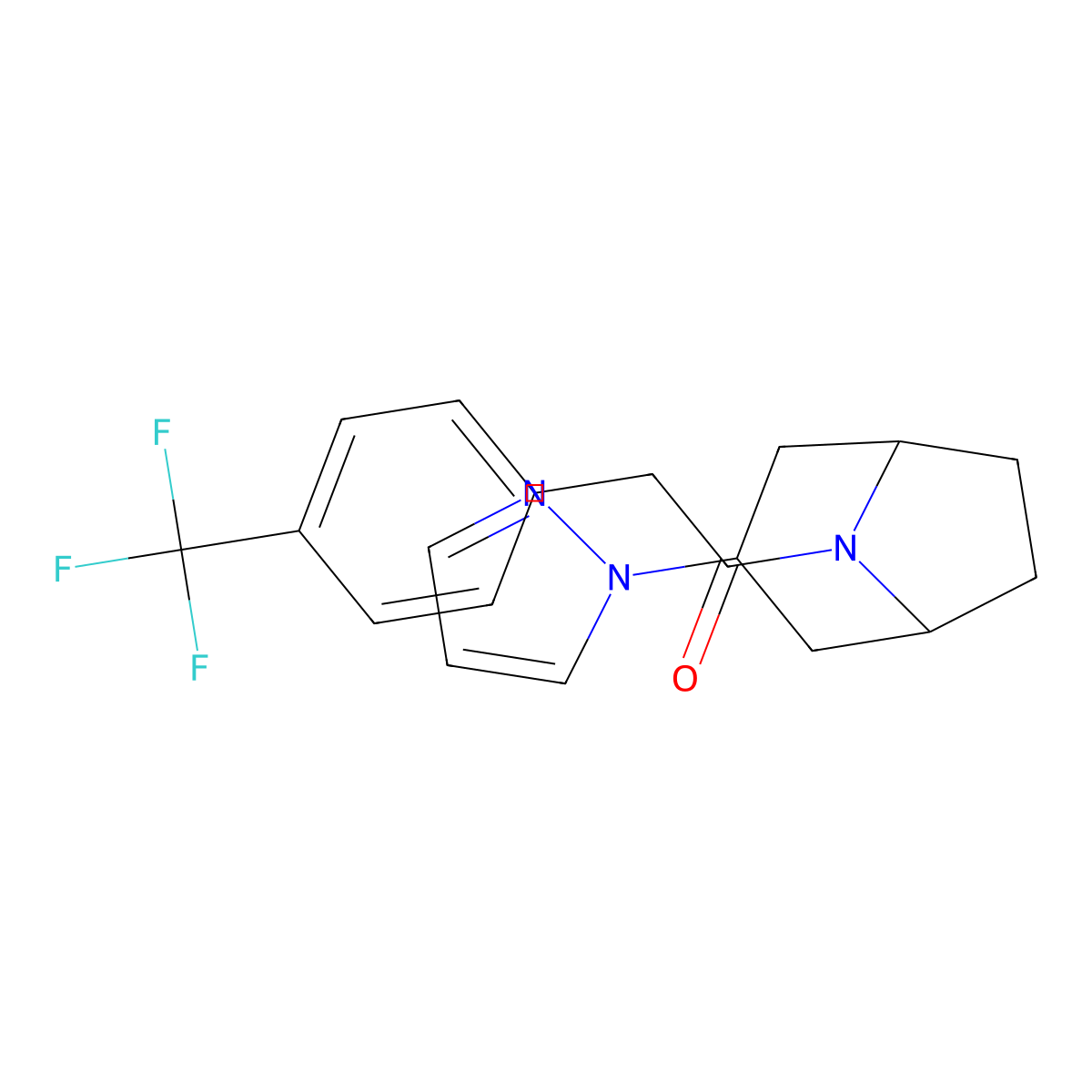1-[3-(1H-pyrazol-1-yl)-8-azabicyclo[3.2.1]octan-8-yl]-2-[4-(trifluoromethyl)phenyl]ethan-1-one molecular structure, CAS 2320379-54-0