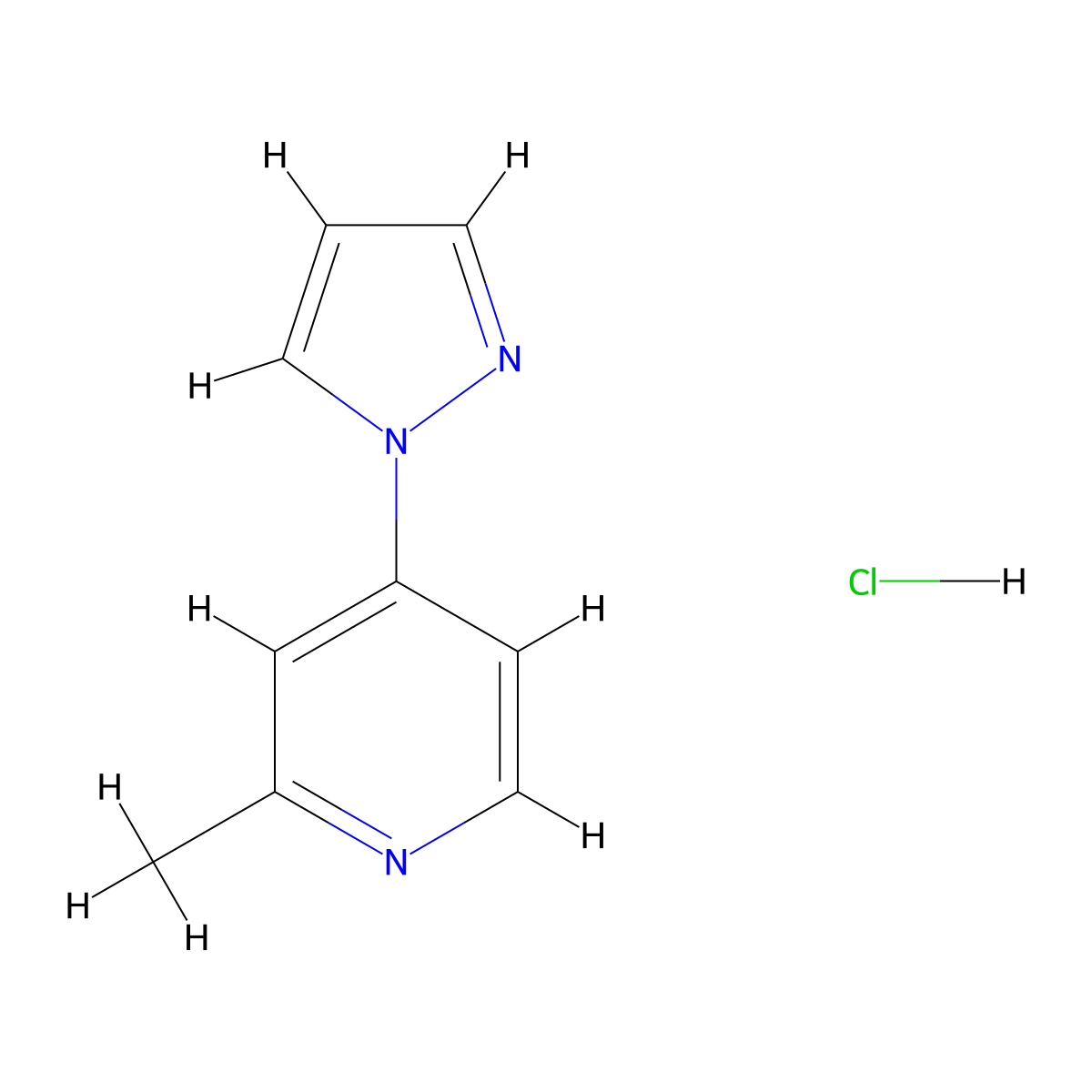 2-methyl-4-(1H-pyrazol-1-yl)pyridine hydrochloride molecular structure, CAS 2320379-59-5