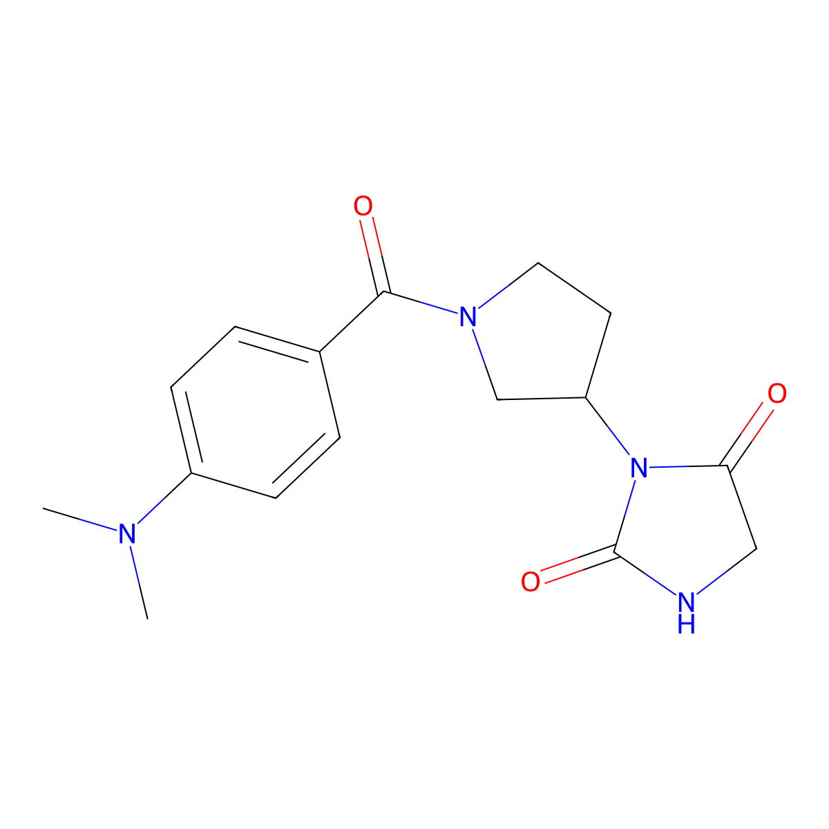 3-{1-[4-(Dimethylamino)benzoyl]pyrrolidin-3-yl}imidazolidine-2,4-dione molecular structure, CAS 2320379-95-9