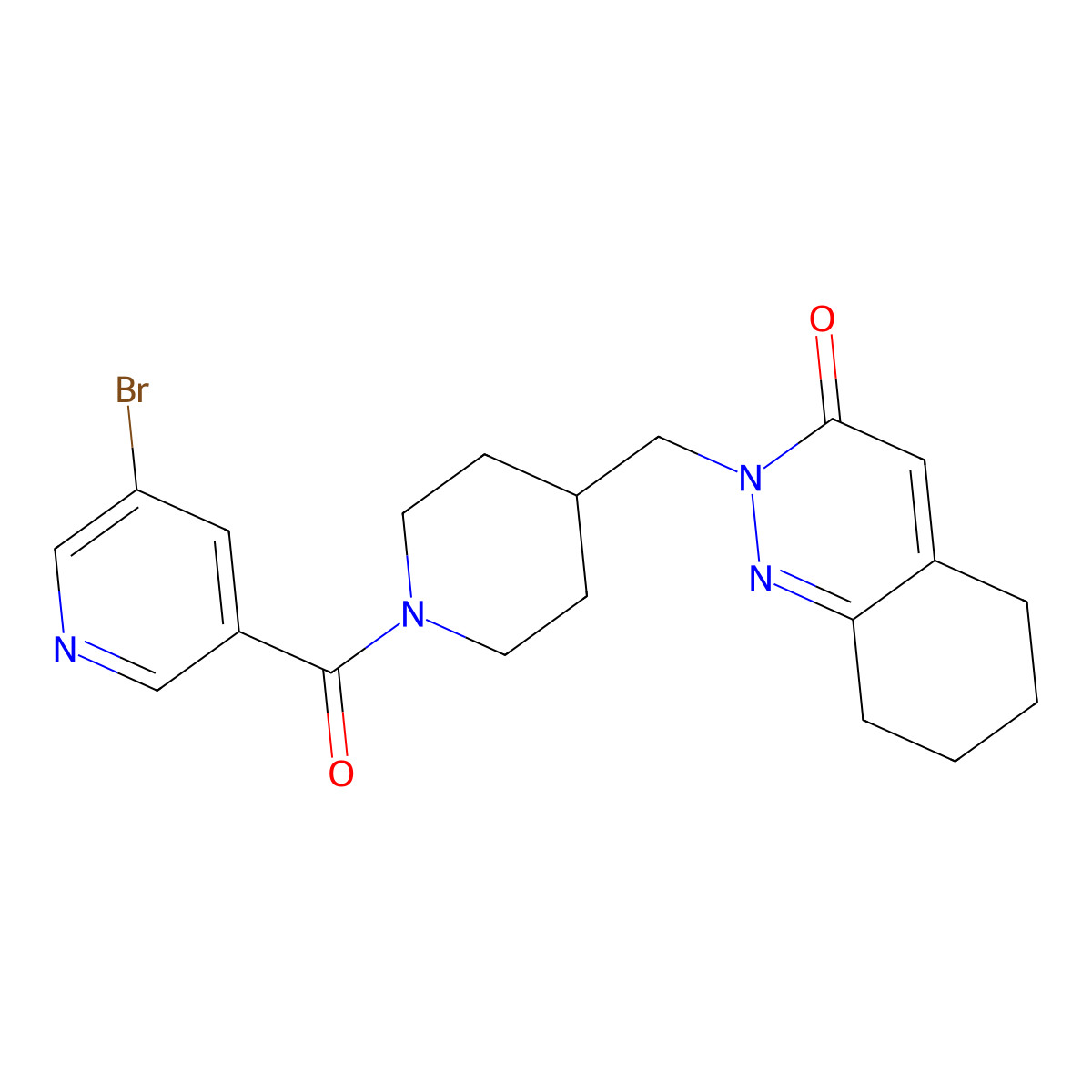 2-{[1-(5-Bromopyridine-3-carbonyl)piperidin-4-yl]methyl}-2,3,5,6,7,8-hexahydrocinnolin-3-one molecular structure, CAS 2320380-06-9