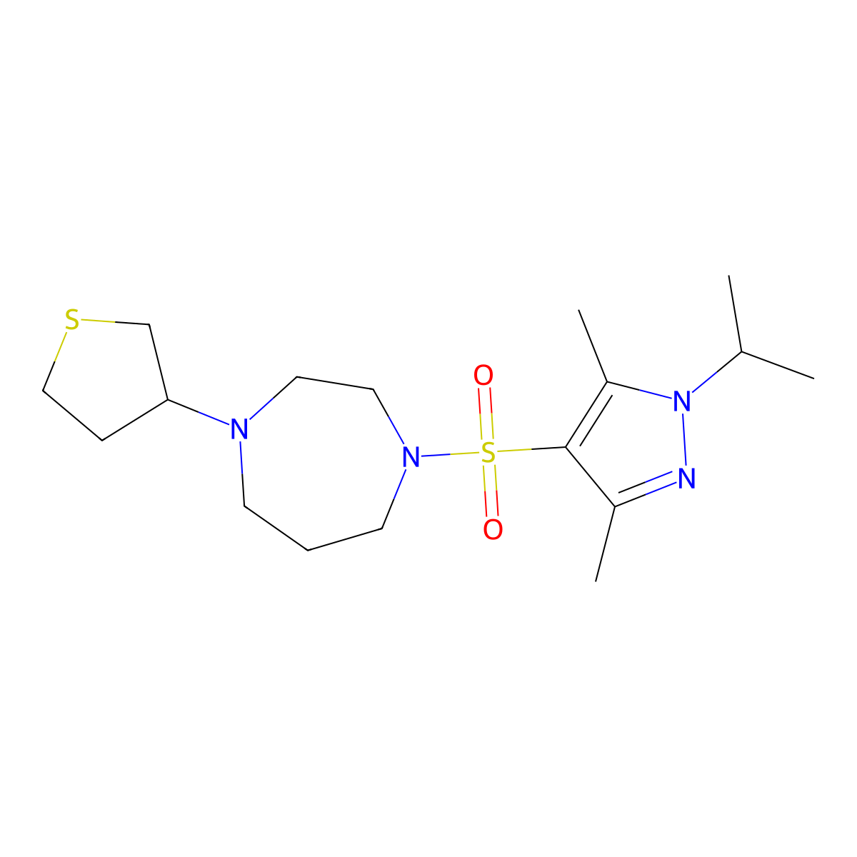 1-{[3,5-dimethyl-1-(propan-2-yl)-1H-pyrazol-4-yl]sulfonyl}-4-(thiolan-3-yl)-1,4-diazepane molecular structure, CAS 2320380-32-1