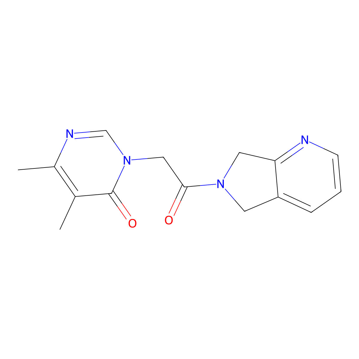 5,6-dimethyl-3-(2-oxo-2-(5H-pyrrolo[3,4-b]pyridin-6(7H)-yl)ethyl)pyrimidin-4(3H)-one molecular structure, CAS 2320380-78-5