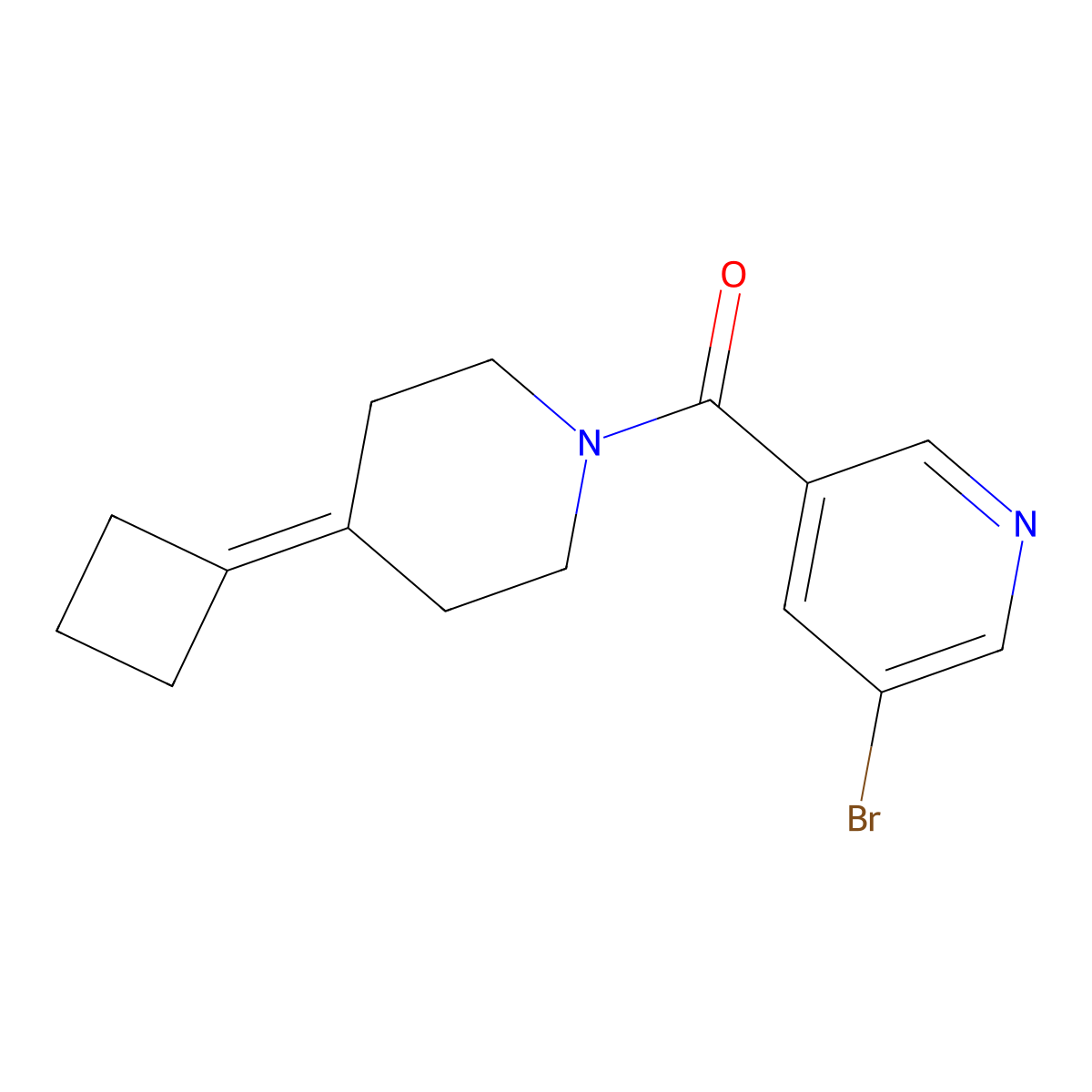 3-Bromo-5-(4-cyclobutylidenepiperidine-1-carbonyl)pyridine molecular structure, CAS 2320380-83-2