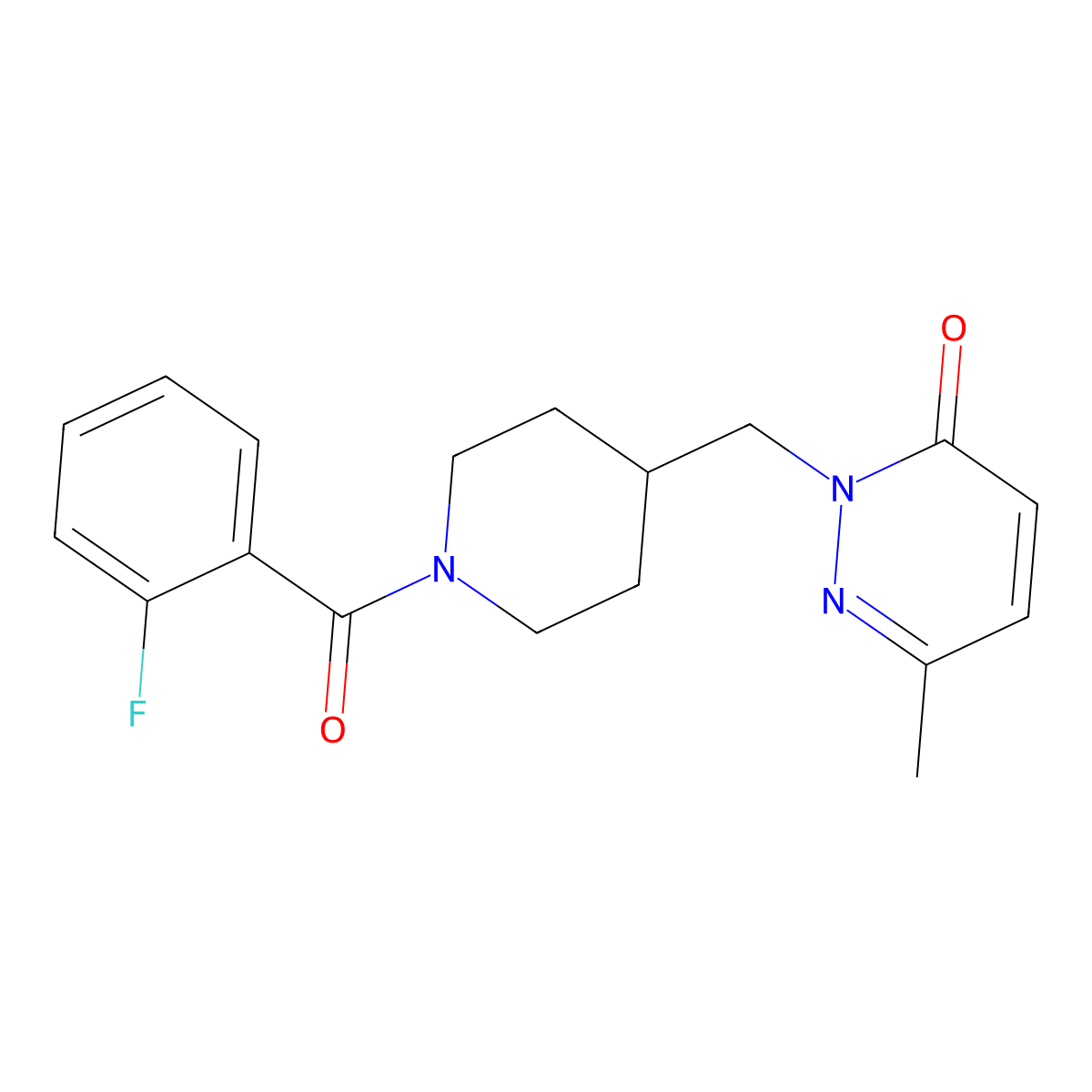 2-{[1-(2-Fluorobenzoyl)piperidin-4-yl]methyl}-6-methyl-2,3-dihydropyridazin-3-one molecular structure, CAS 2320380-88-7