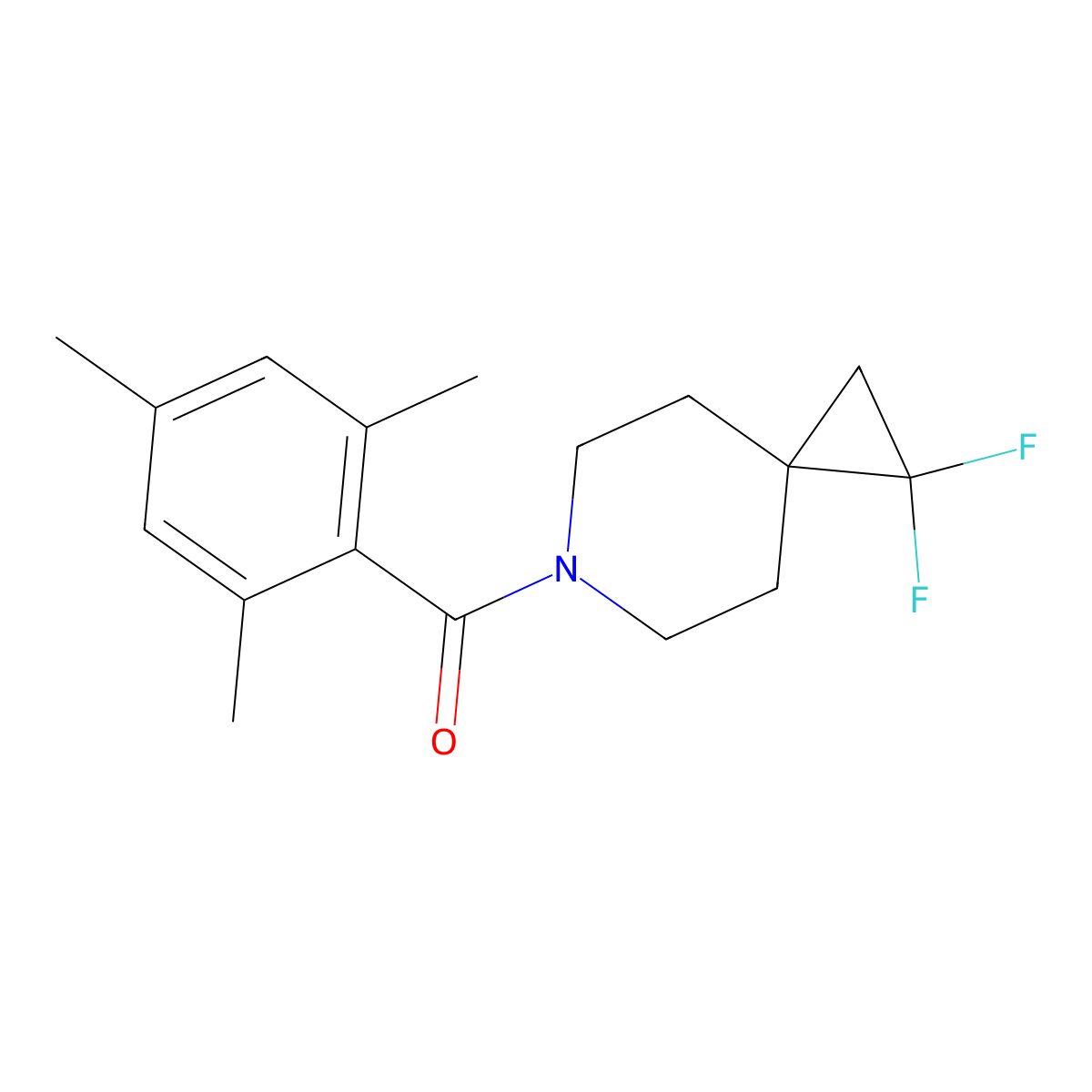 (1,1-Difluoro-6-azaspiro[2.5]octan-6-yl)(mesityl)methanone molecular structure, CAS 2320381-50-6