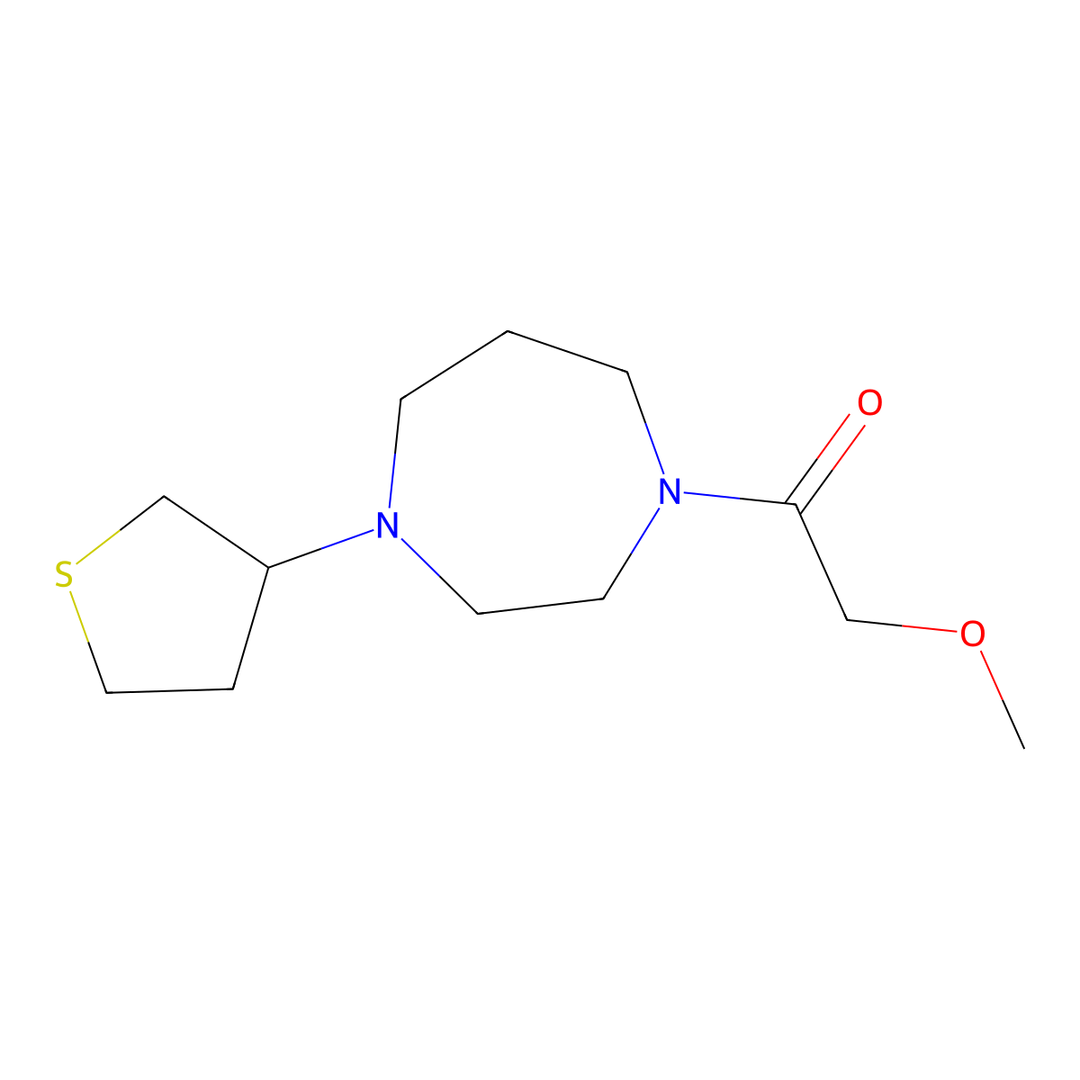 2-Methoxy-1-[4-(thiolan-3-yl)-1,4-diazepan-1-yl]ethan-1-one molecular structure, CAS 2320381-59-5