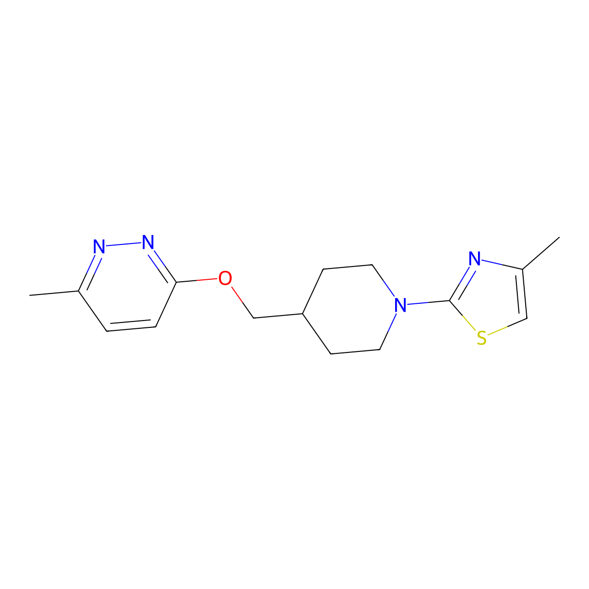 3-Methyl-6-{[1-(4-methyl-1,3-thiazol-2-yl)piperidin-4-yl]methoxy}pyridazine molecular structure, CAS 2320382-31-6