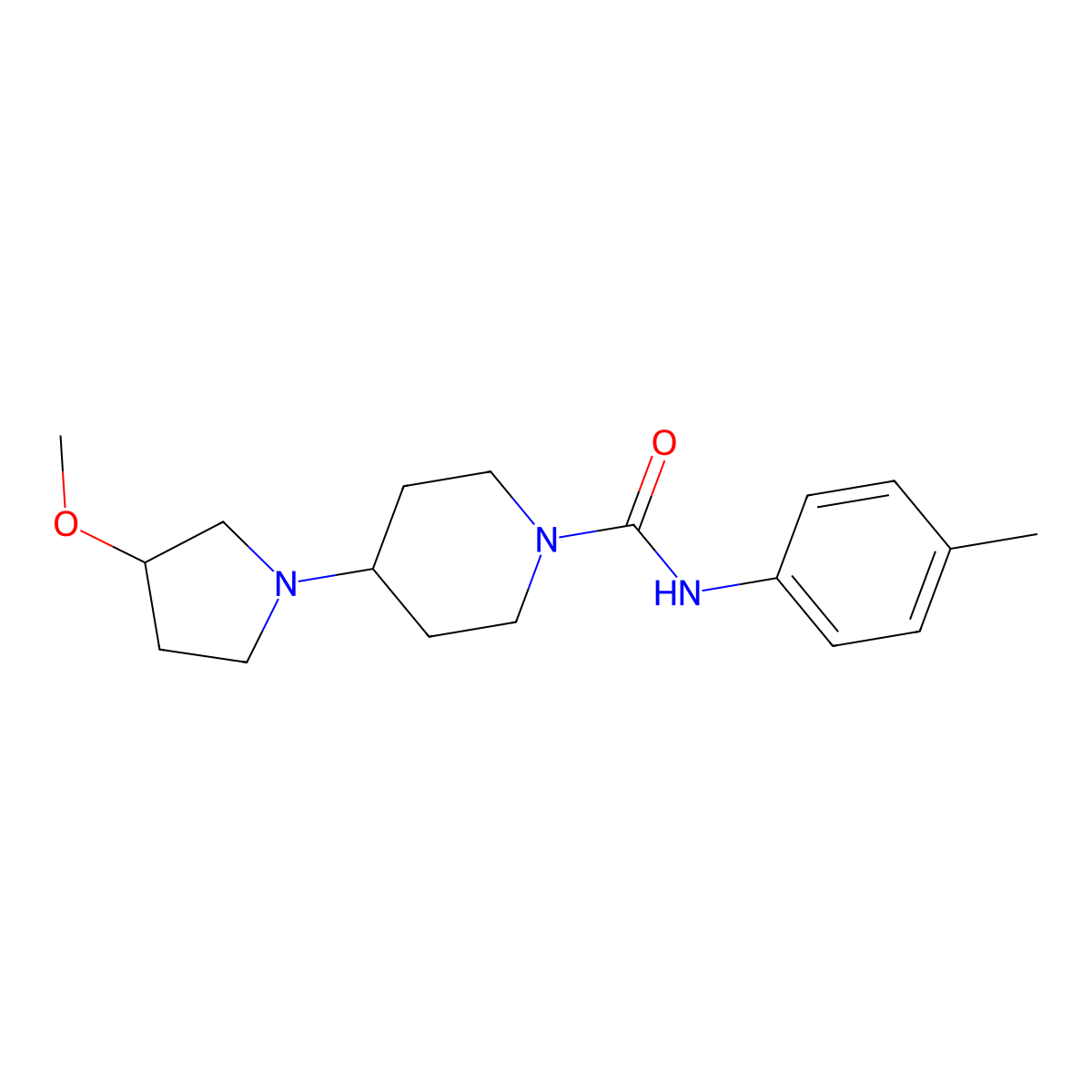 4-(3-methoxypyrrolidin-1-yl)-N-(4-methylphenyl)piperidine-1-carboxamide molecular structure, CAS 2320382-33-8