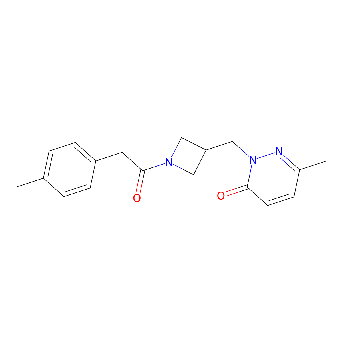 6-Methyl-2-({1-[2-(4-methylphenyl)acetyl]azetidin-3-yl}methyl)-2,3-dihydropyridazin-3-one molecular structure, CAS 2320382-50-9