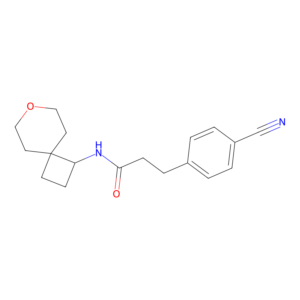 3-(4-cyanophenyl)-N-{7-oxaspiro[3.5]nonan-1-yl}propanamide molecular structure, CAS 2320382-53-2