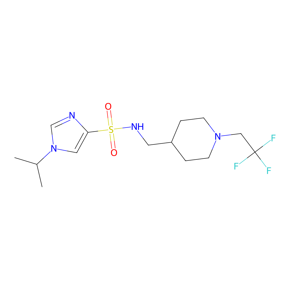 1-(propan-2-yl)-N-{[1-(2,2,2-trifluoroethyl)piperidin-4-yl]methyl}-1H-imidazole-4-sulfonamide molecular structure, CAS 2320382-60-1