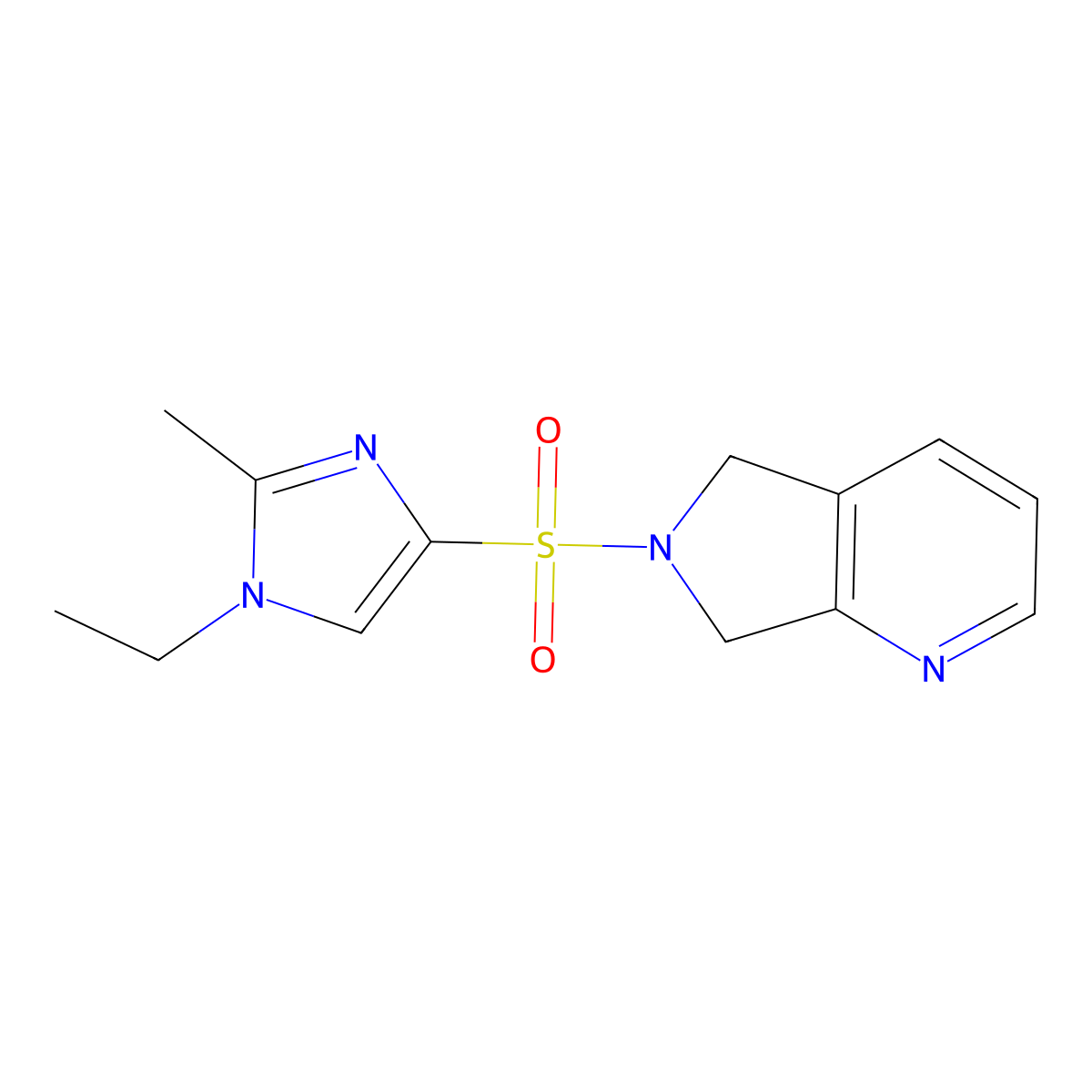 6-((1-ethyl-2-methyl-1H-imidazol-4-yl)sulfonyl)-6,7-dihydro-5H-pyrrolo[3,4-b]pyridine molecular structure, CAS 2320382-82-7
