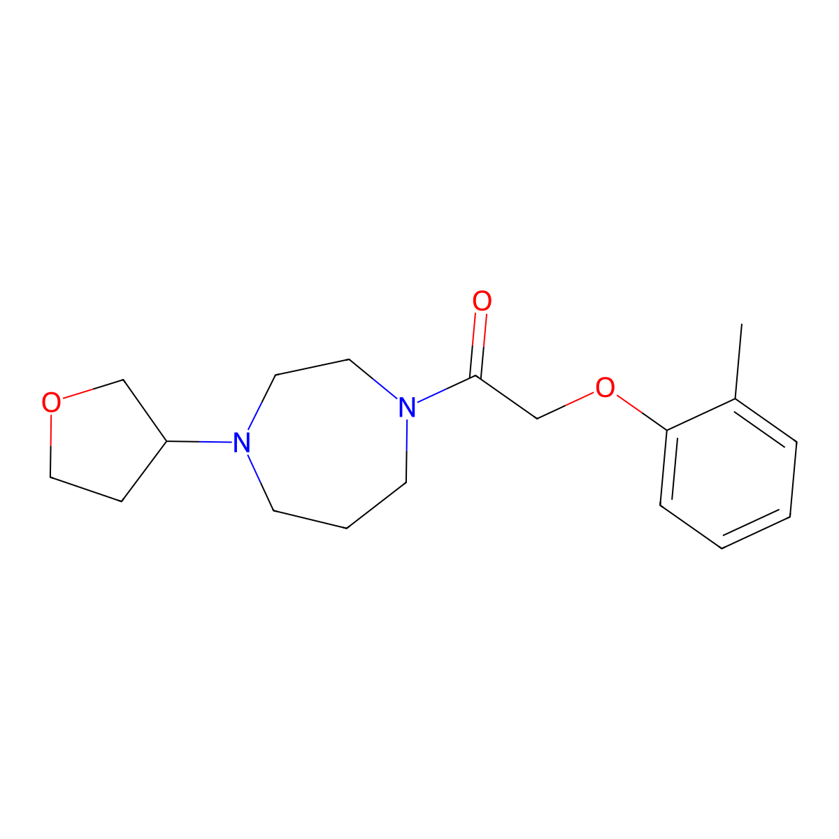 2-(2-Methylphenoxy)-1-[4-(oxolan-3-yl)-1,4-diazepan-1-yl]ethan-1-one molecular structure, CAS 2320382-94-1