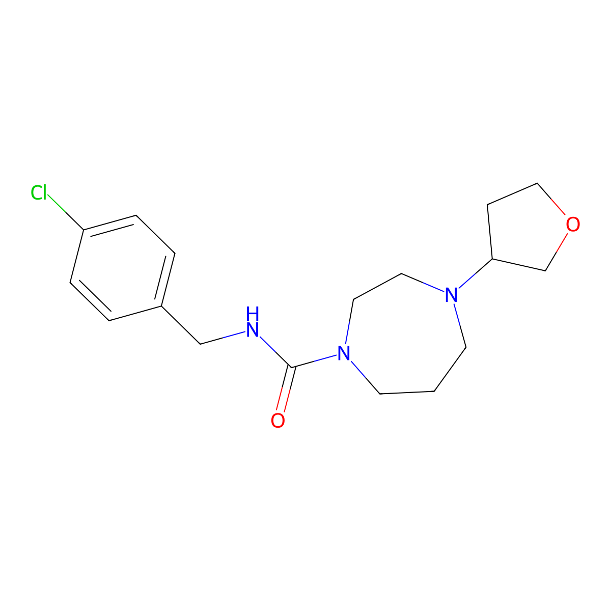 N-[(4-chlorophenyl)methyl]-4-(oxolan-3-yl)-1,4-diazepane-1-carboxamide molecular structure, CAS 2320383-02-4