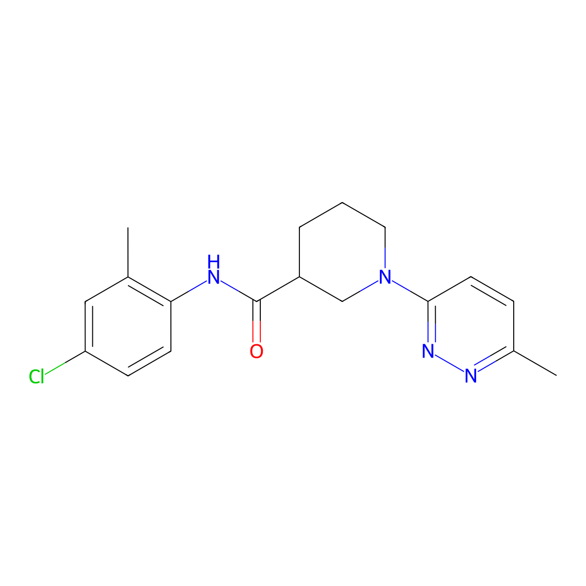 N-(4-chloro-2-methylphenyl)-1-(6-methylpyridazin-3-yl)piperidine-3-carboxamide molecular structure, CAS 2320383-22-8