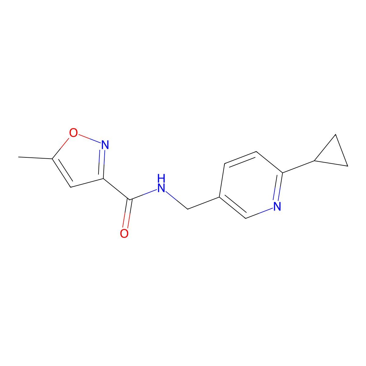 N-[(6-cyclopropylpyridin-3-yl)methyl]-5-methyl-1,2-oxazole-3-carboxamide molecular structure, CAS 2320383-44-4